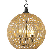 Golden 6933-3P BLK-NR - Florence 3-Light Pendant in Matte Black